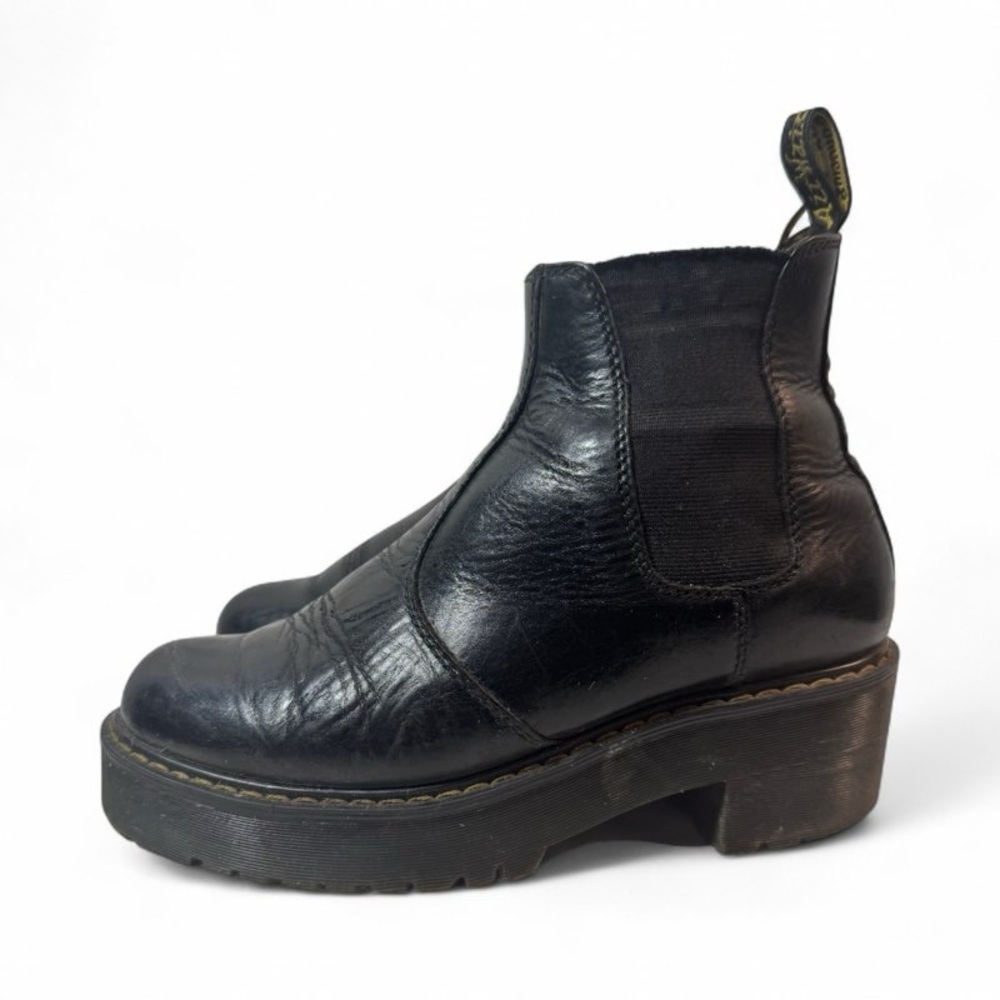 DR. MARTENS BLACK LEATHER PLATFORM ROMETTY BOOTS WOMAN 38 - Picture 6 of 15